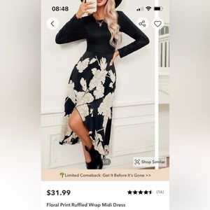 NWOT Beautiful ruffle “wrap” midi, runs like size M, Condition: New